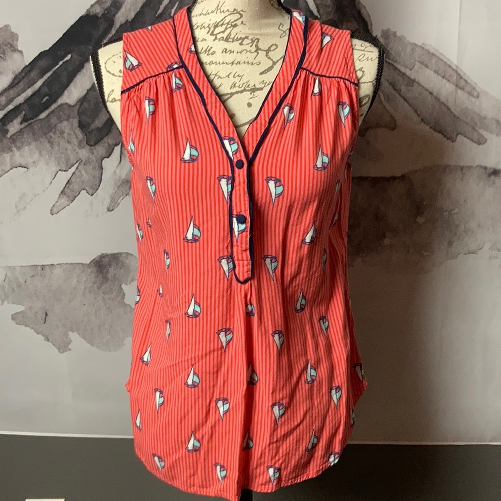 Modcloth Red and Blue Sailboat Blouse